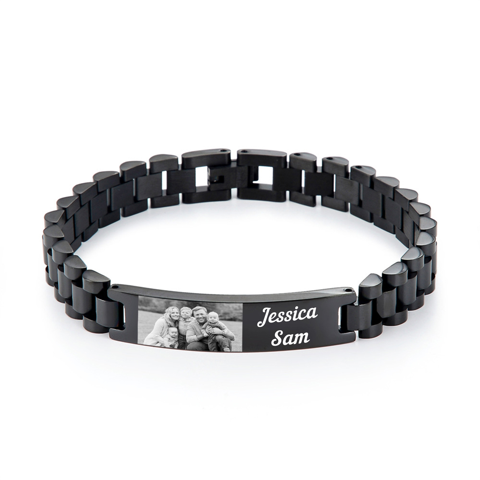 À Mon Homme-Bracelet Personnalisé 1 texte avec 1 photo en Acier inoxydable
