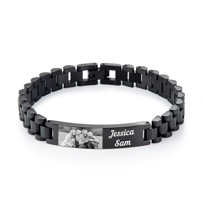 À Mon Homme-Bracelet Personnalisé 1 texte avec 1 photo en Acier inoxydable
