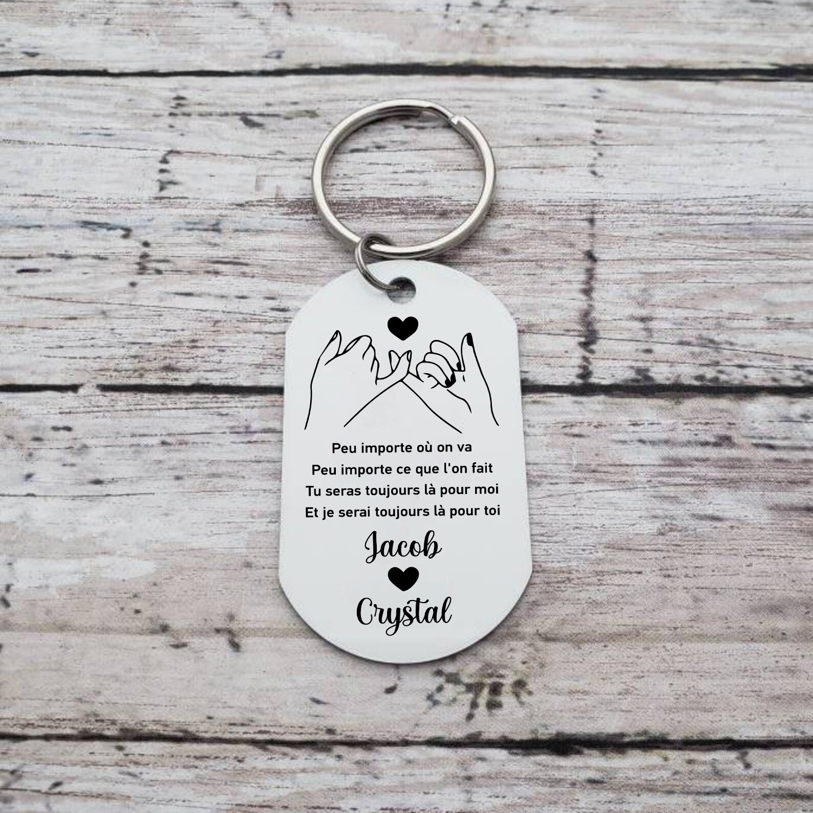 Porte-Clés Couple 2 Prénoms et Photo Personnalisés Promesse du petit doigt | Jessemade