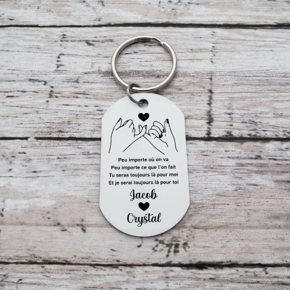Porte-Clés Couple 2 Prénoms et Photo Personnalisés Promesse du petit doigt | Jessemade