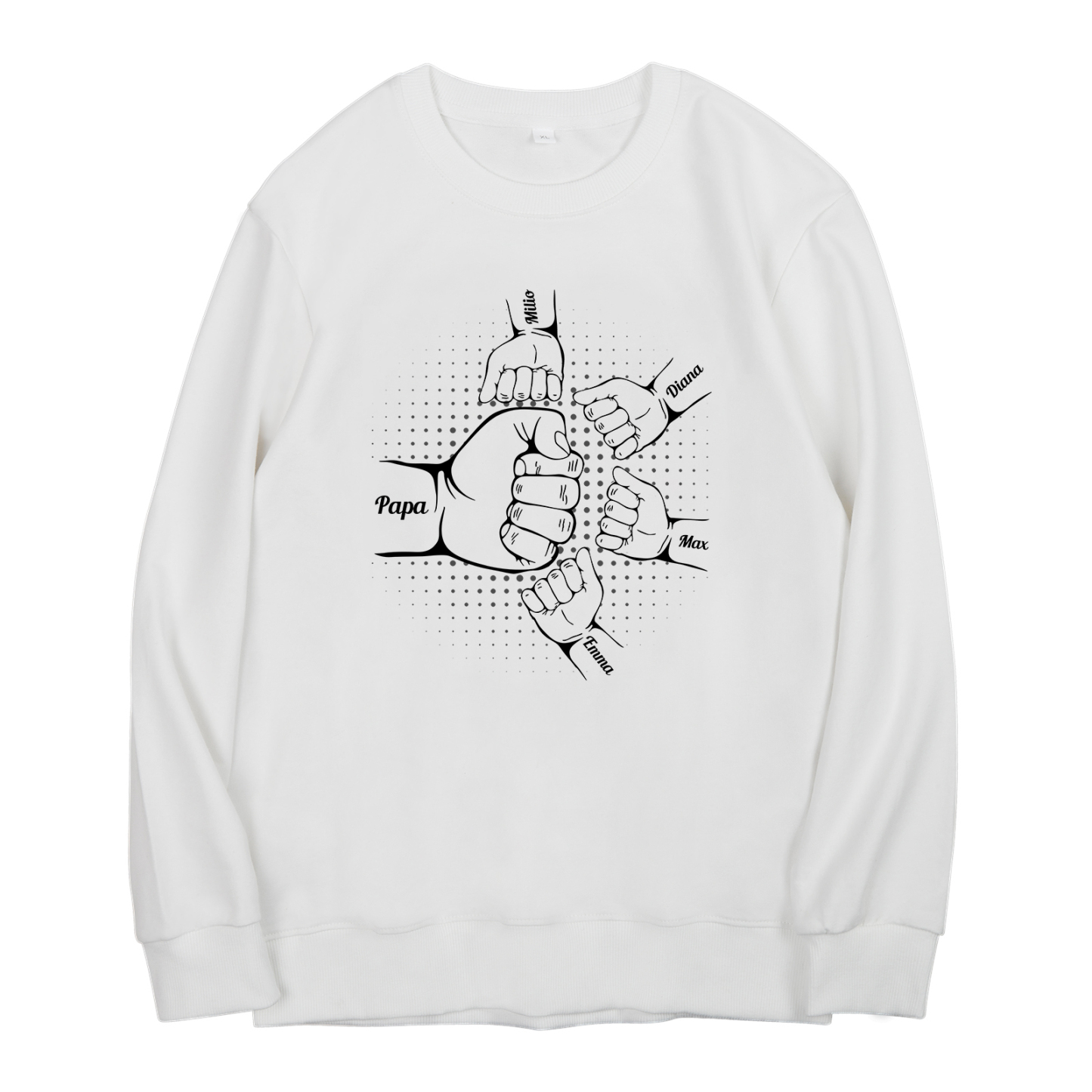 Sweat-Shirt Poings 5 Prénoms Personnalisés