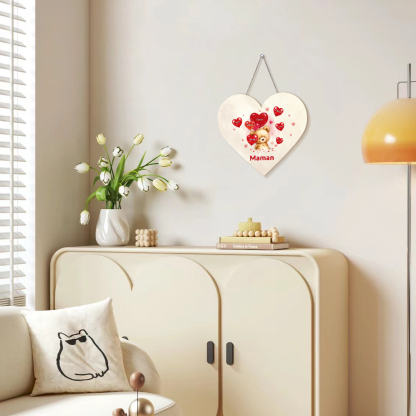 À Maman/Mamie - Veilleuse Cœur Décoration Ours 7 Prénoms Personnalisés avec 1 Texte