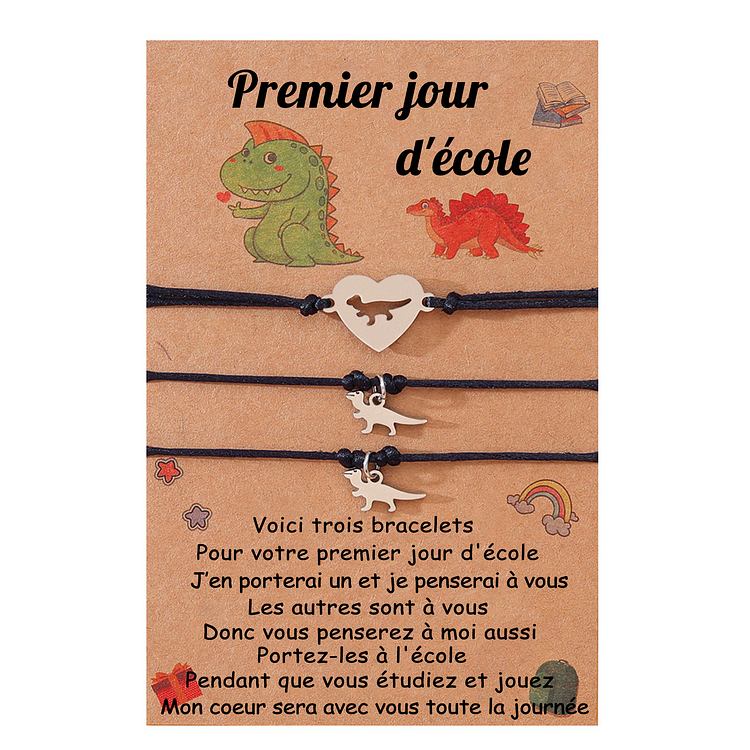 2PCS Ensemble de Bracelets Dinosaure - Cadeau Rentrée Scolaire Premier jour d’école