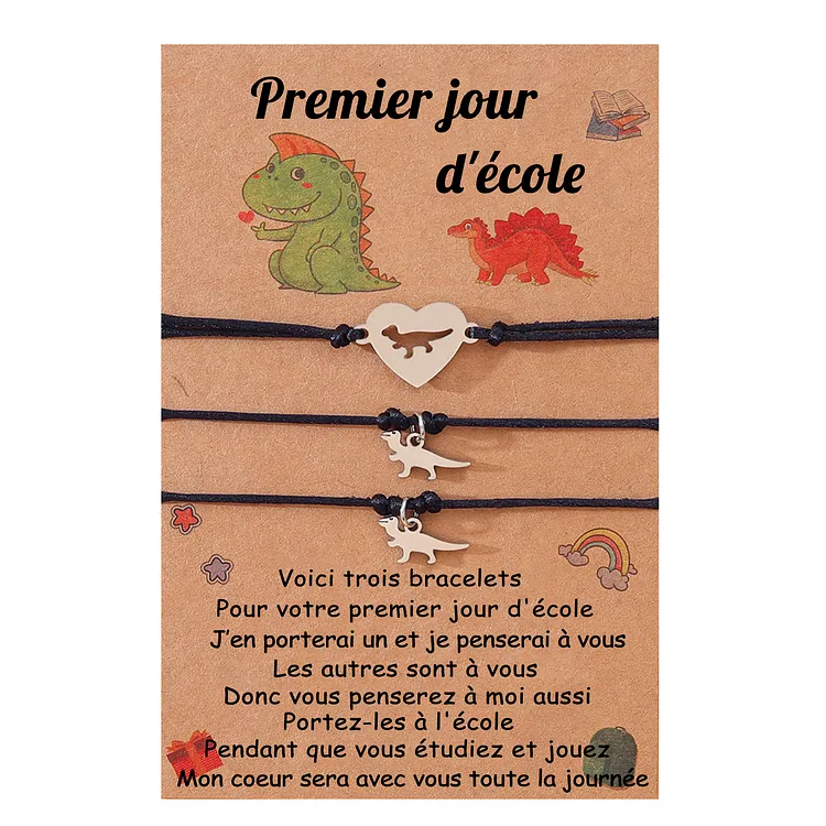 2PCS Ensemble de Bracelets Dinosaure - Cadeau Rentrée Scolaire Premier jour d’école