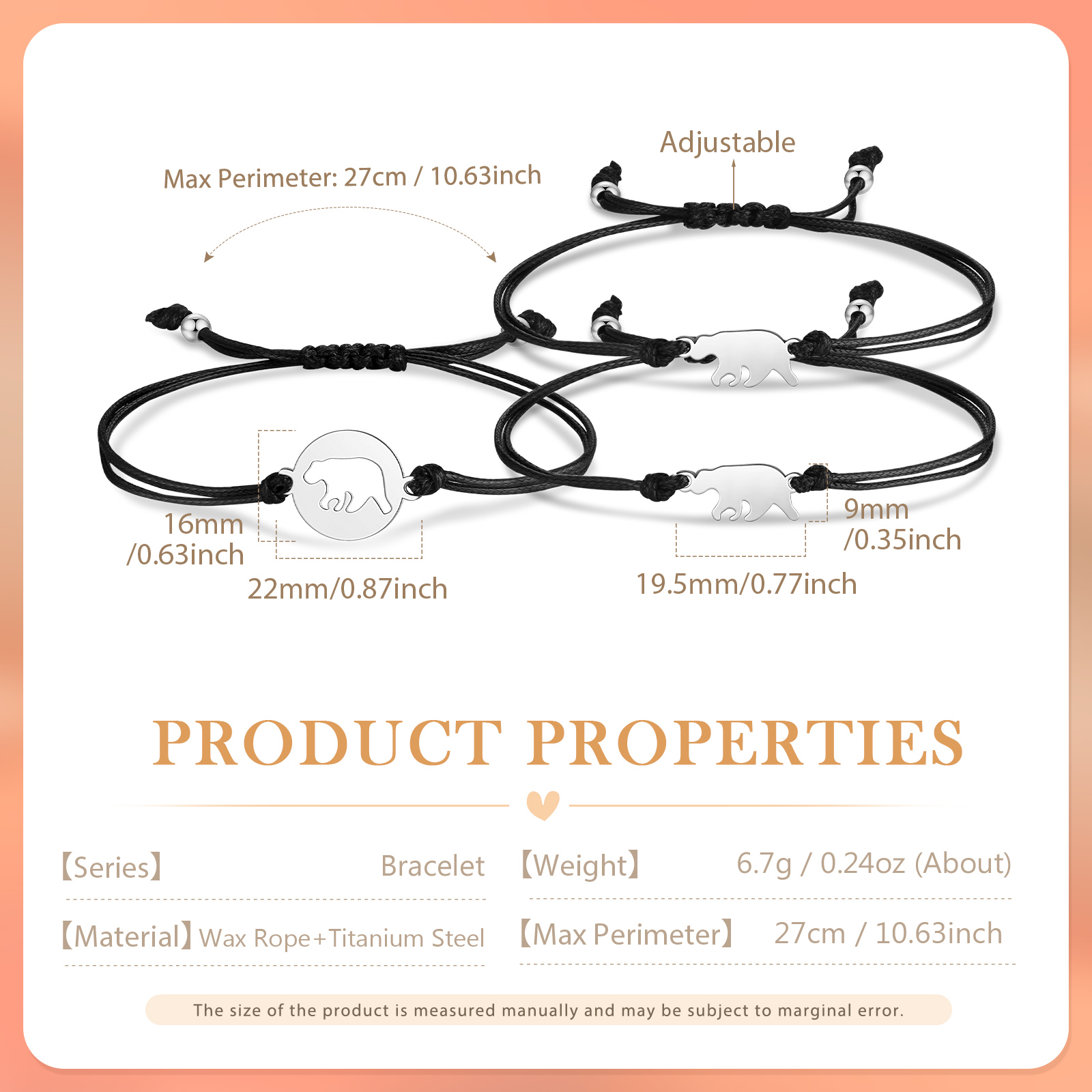 3PCS Ensemble de Bracelets Ours - Cadeau Rentrée Scolaire Premier jour d’école