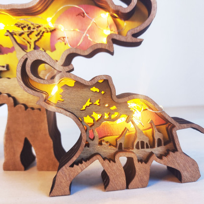 Bibelot En bois en Forme Eléphant sculpture 2 texte Personnalisé