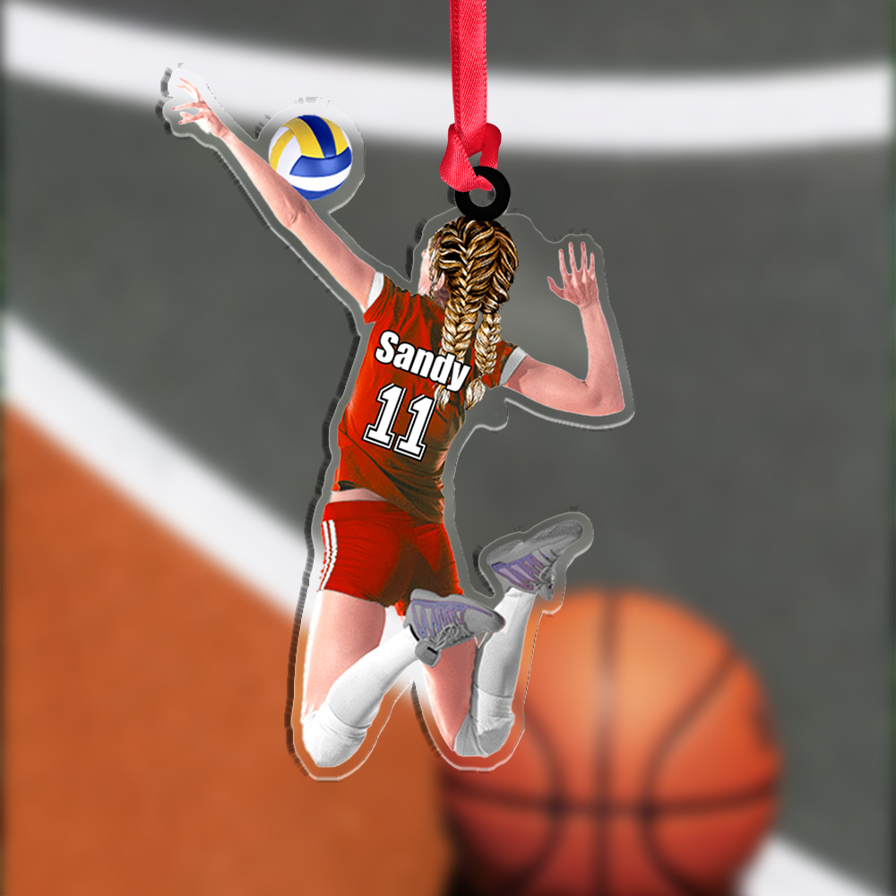 Porte-Clés/Ornements Acrylique Volley-Ball Prénom et Nombre Personnalisés