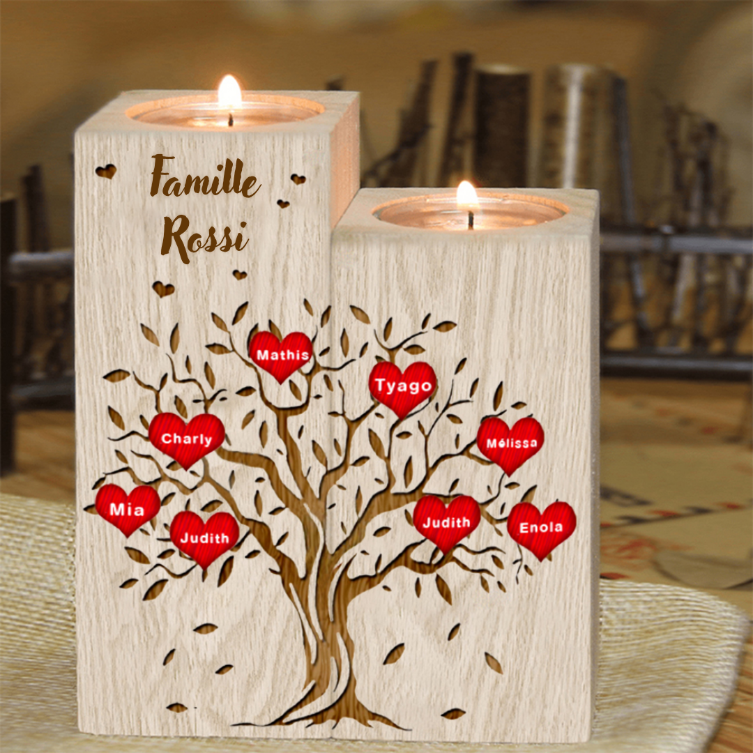 À Famille - Bougeoirs en Bois sans bougie Arbre de vie Arbre généalogi