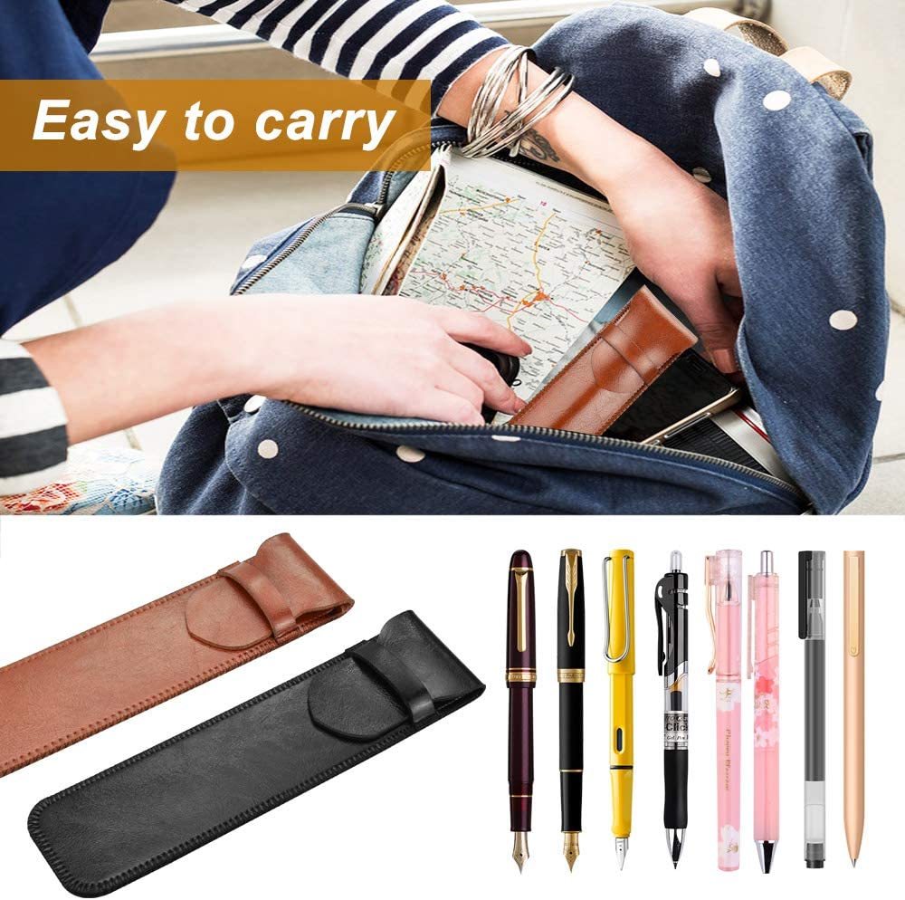 Porte-Stylo en Cuir PU Prénom Personnalisé avec un stylo