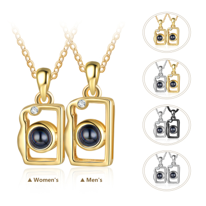 100 langues "Je t'aime" collier 2PCS Collier de projection photo personnalisé｜Jessemade