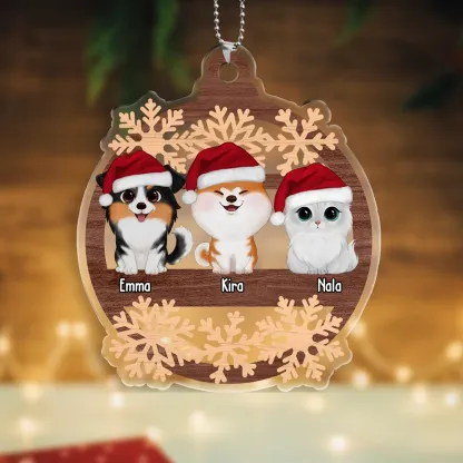 Ornements de Noël en Acrylique Personnalisé avec 1-6 Prénoms pour Animaux de Compagnie