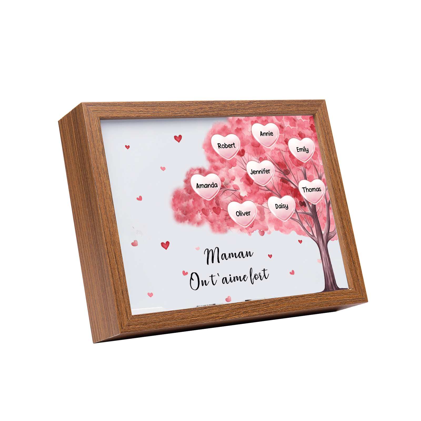 Cadre Photo LED Arbre 8 Prénoms Personnalisés avec 1 Texte Décoration Famille