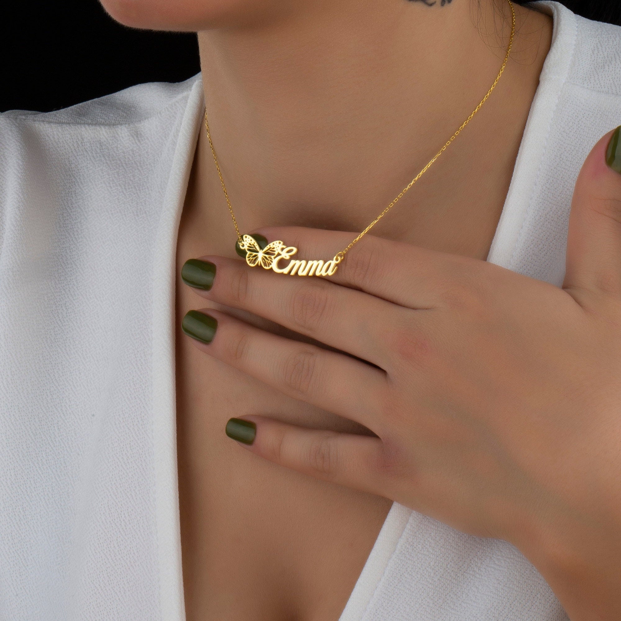 Collier Prénom Personnalisés Papillon