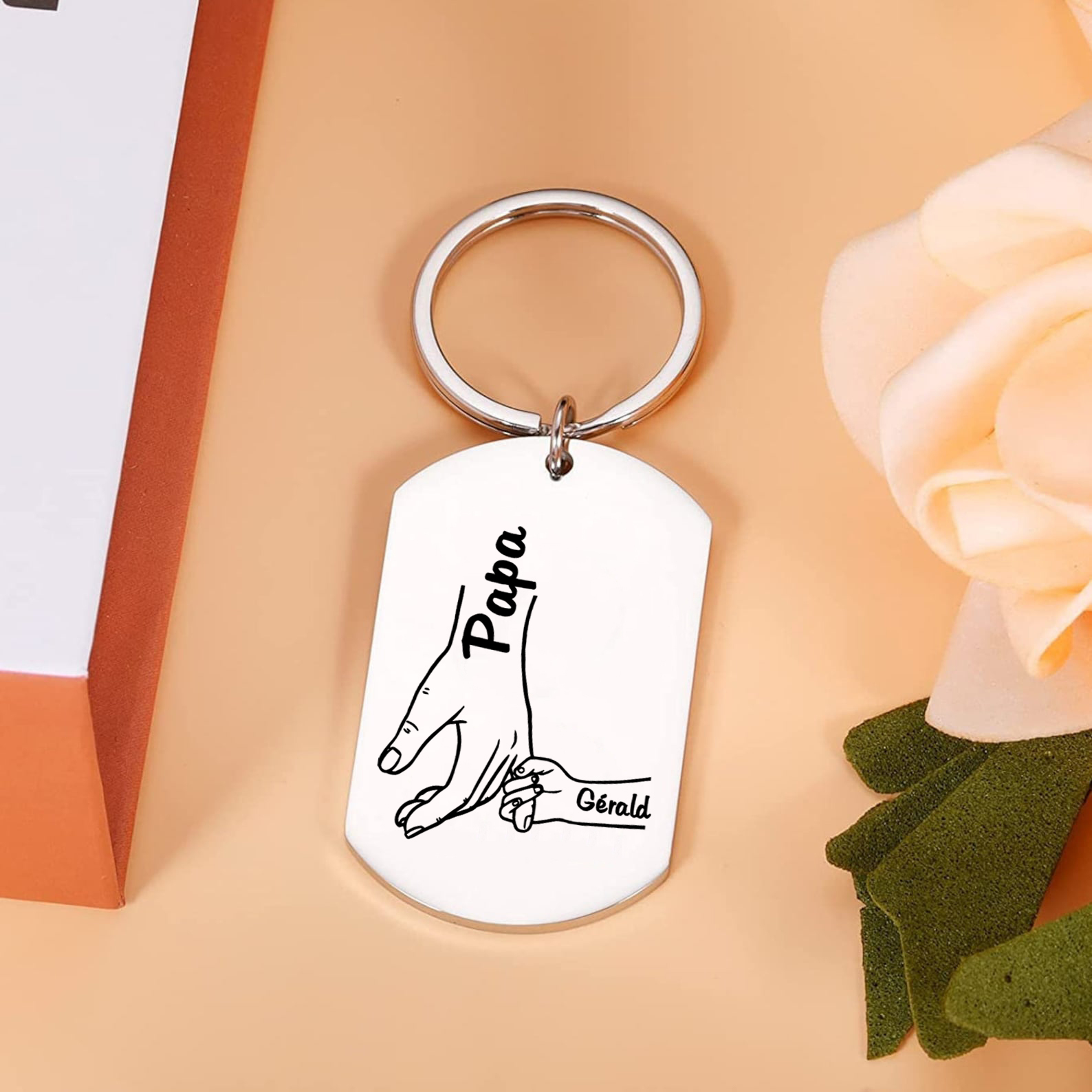 À mon Papa - Porte-Clés la main dans la main 1 Prénom Personnalisé