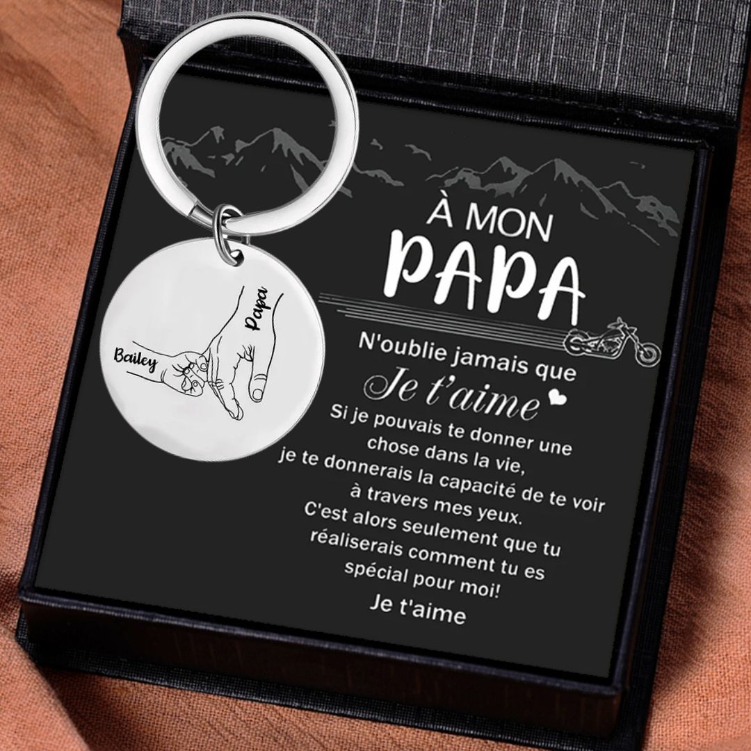 À mon Papa - Porte-Clés La Main Dans La Main 2 Prénoms Personnalisé