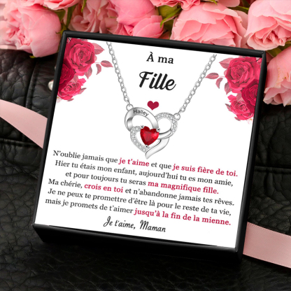 Jessemade FR À ma Fille - Collier Prénom Personnalisé Pendentif Cœur avec Pierre de Naissance