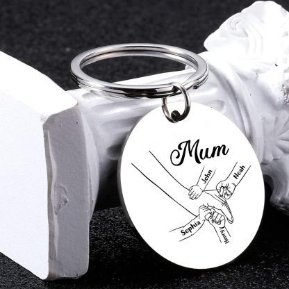 À ma Maman - 1-6 Noms Porte-Clés Rond en Inox Personnalisés pour Famille