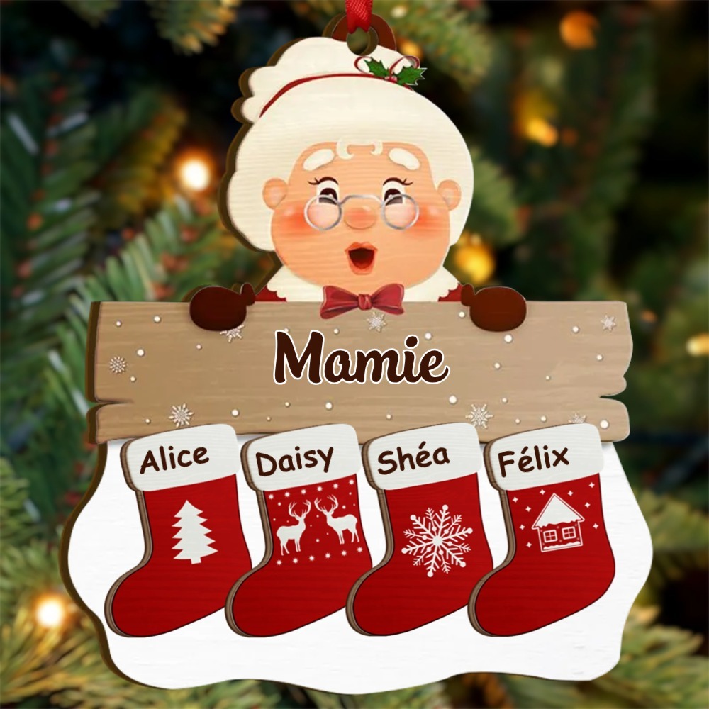 Ornements de Noël chaussettes 2-12 Prénoms Personnalisés acrylique Cadeau pour Mamie et Papi | Jessemade