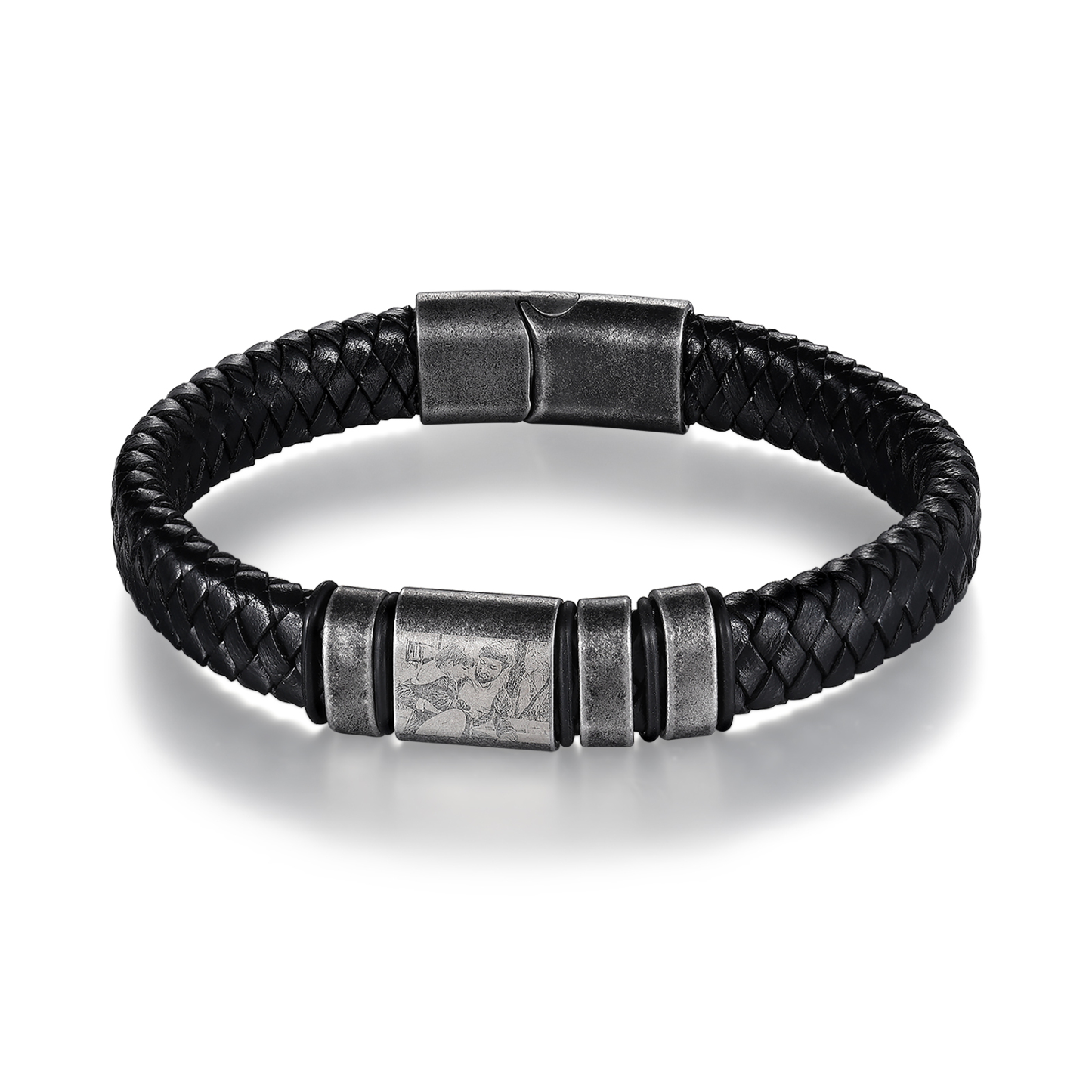 Bracelet Photo Personnalisé avec 3 Prénoms gravés pour Homme｜Jessemade