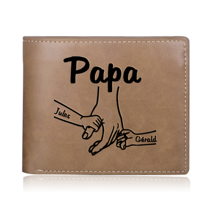 Jessemade FR À mon Papa-Portefeuille La Main Dans La Main 2 Prénoms Personnalisée Classique Homme Porte-Monnaie Carte