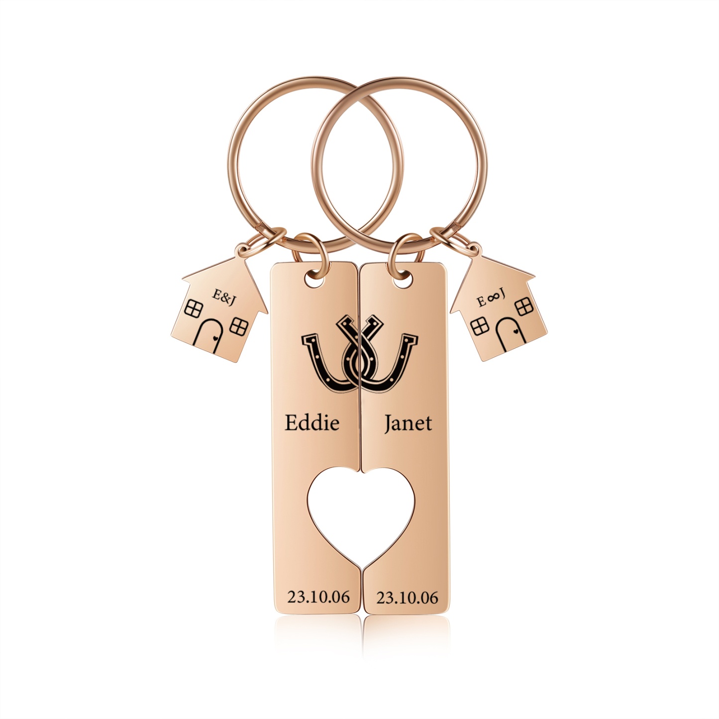 Porte-Clés 2 Prénoms et 2 Dates Personnalisés avec 2 Lettres pour Couple