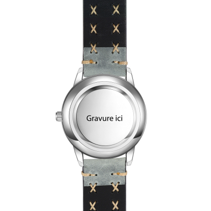 Montre Personnalisée Photo avec Gravure du prénom en Cuir véritable