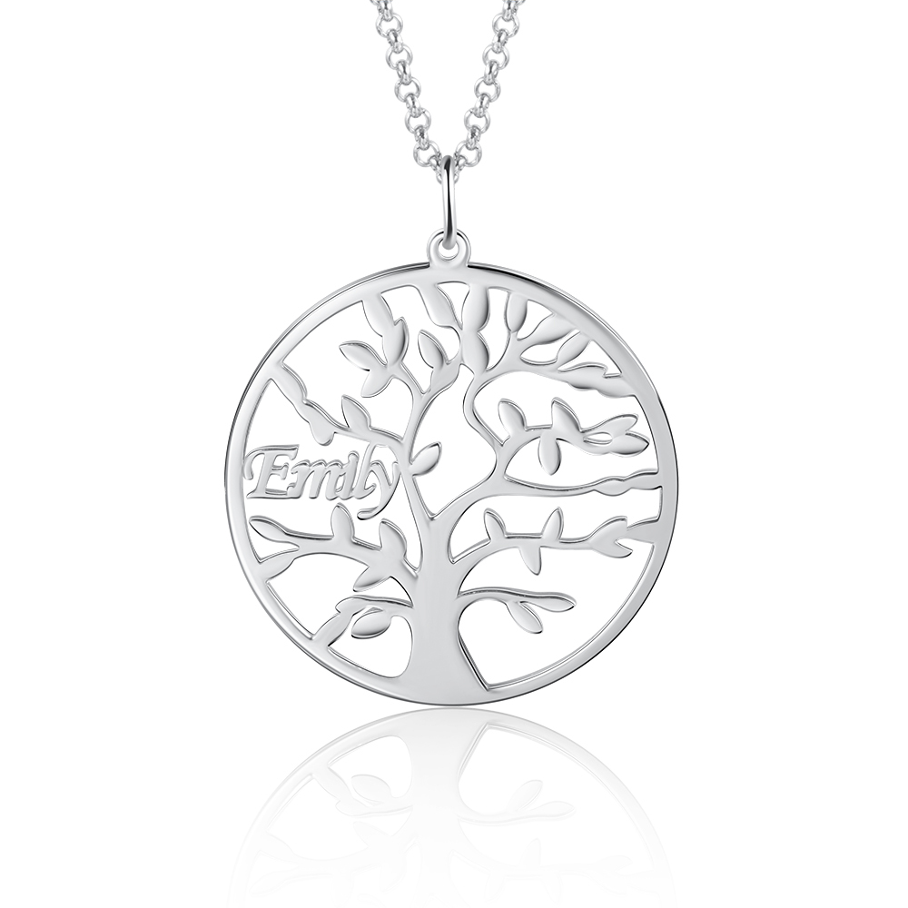 Collier Argent Arbre de vie Arbre généalogique 1 prenom