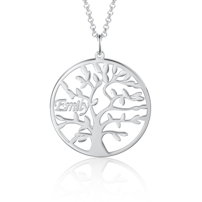 Collier Argent Arbre de vie Arbre généalogique 1 prenom