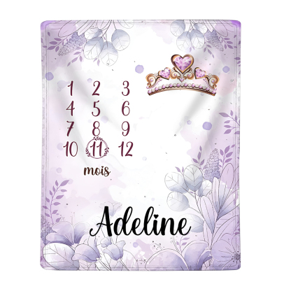 Couverture Plaids Polaire mensuelle 1 Prénom et Mois Personnalisés pour Bébé cadeau personnalise bebe 1 an | Jessemade