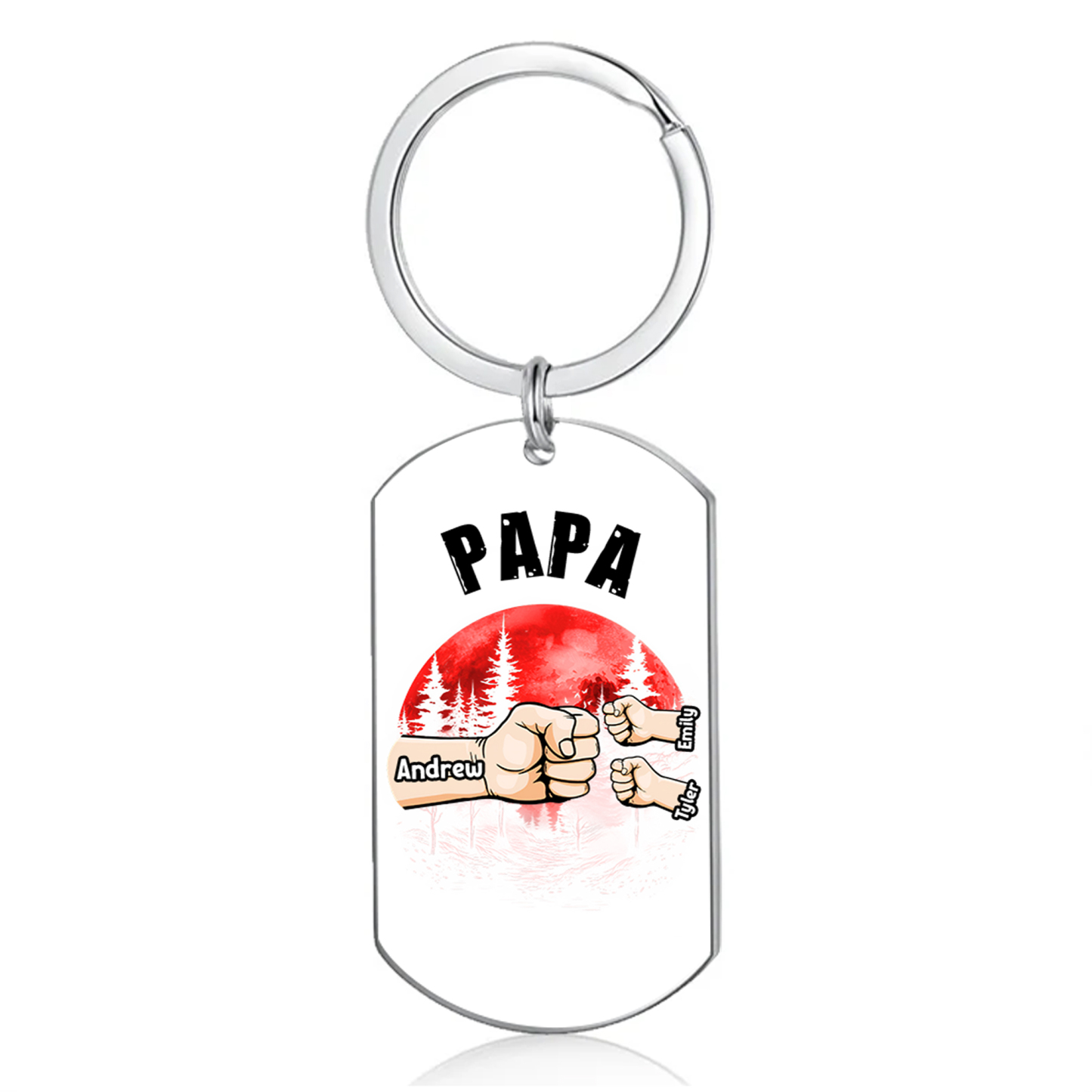 À Papa/Papi - Porte-Clés Poings 3 Prénoms Personnalisés