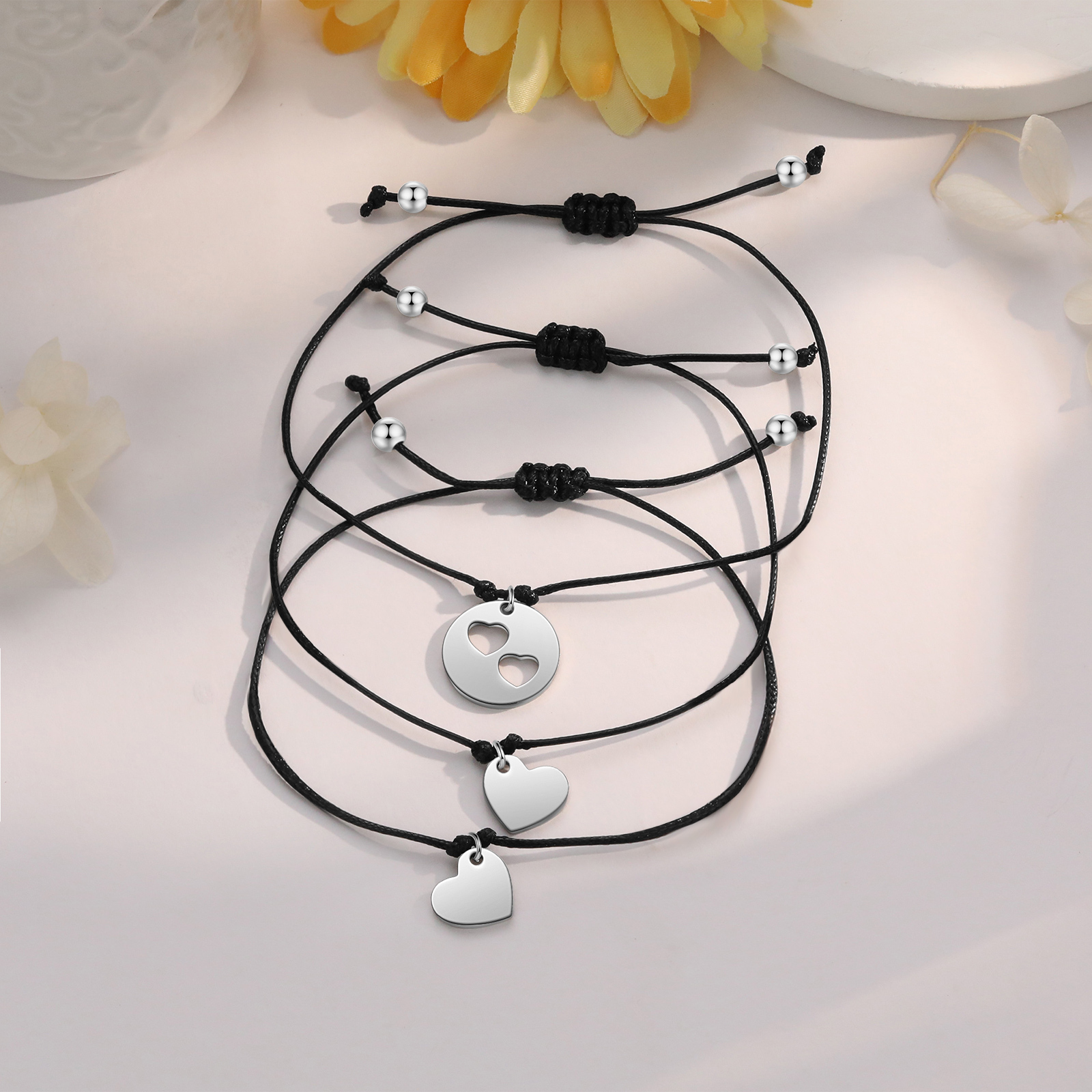 3PCS Ensemble de Bracelets Cœur - Cadeau Rentrée Scolaire Premier jour d’école
