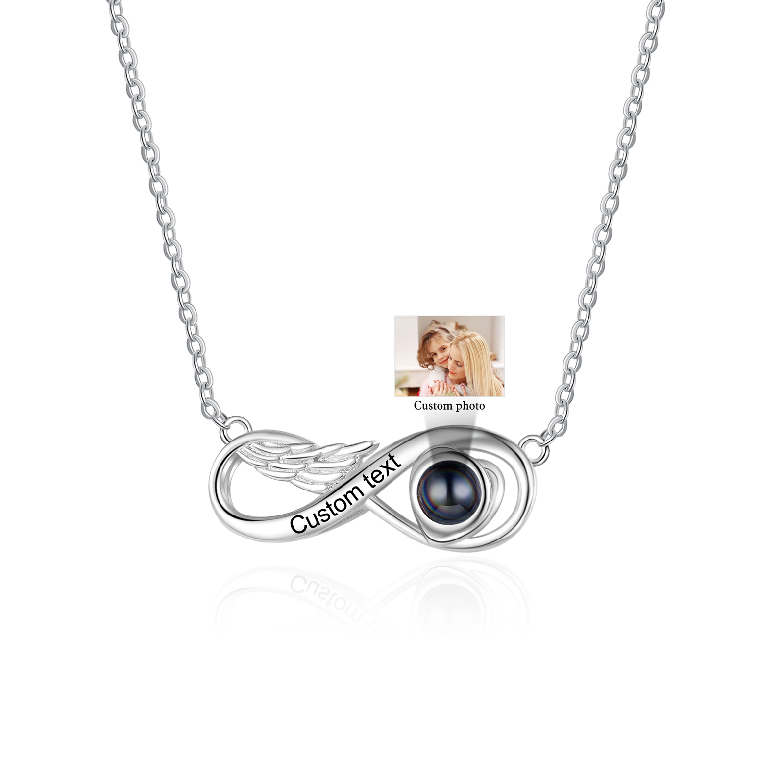 Collier Infini Projection de Pierres 1 Photo et Texte Personnalisée Collier pour Femmes | Jessemade