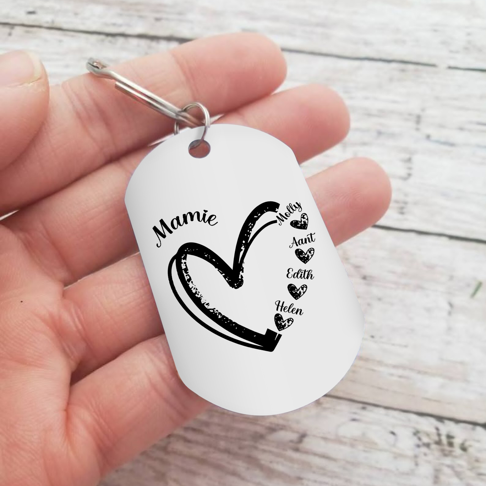 À Ma Mamie - Porte-Clés Cœur 2-7 Noms Personnalisés