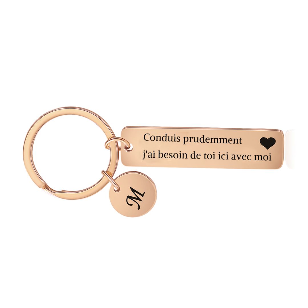 Conduis prudemment - Porte-clés 1 Lettre Personnalisé Breloque