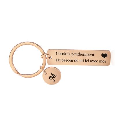 Conduis prudemment - Porte-clés 1 Lettre Personnalisé Breloque
