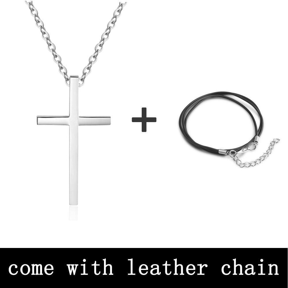 Collier Gravé avec Pendentif en Croix Prénom Personnalisé Collier Homme