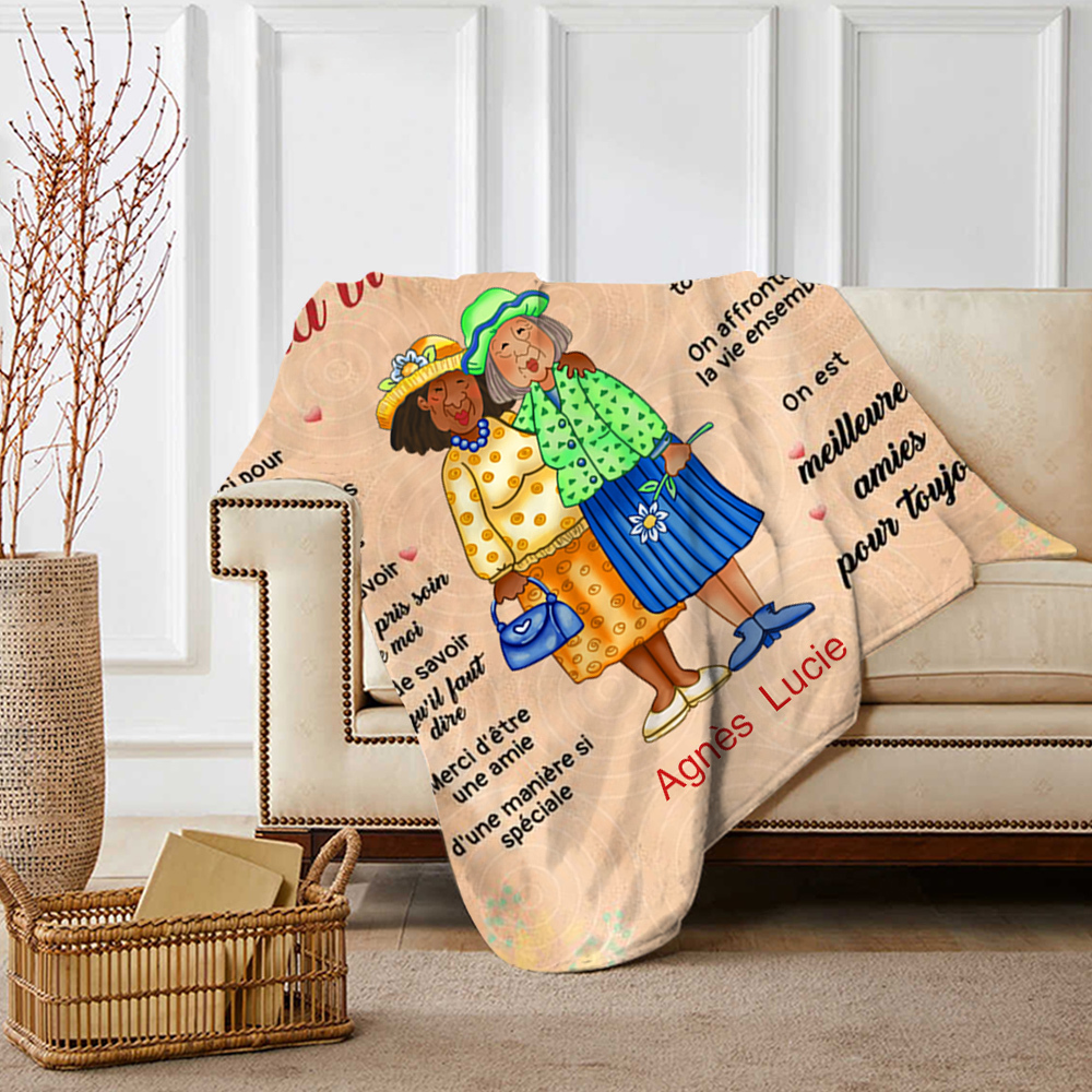 À ma Vieille Amie - Plaid Personnalisé avec 2 Prénoms Couverture en Flanelle | Jessemade