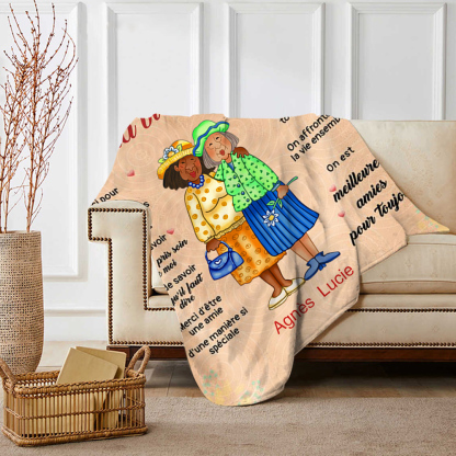 À ma Vieille Amie - Plaid Personnalisé avec 2 Prénoms Couverture en Flanelle | Jessemade