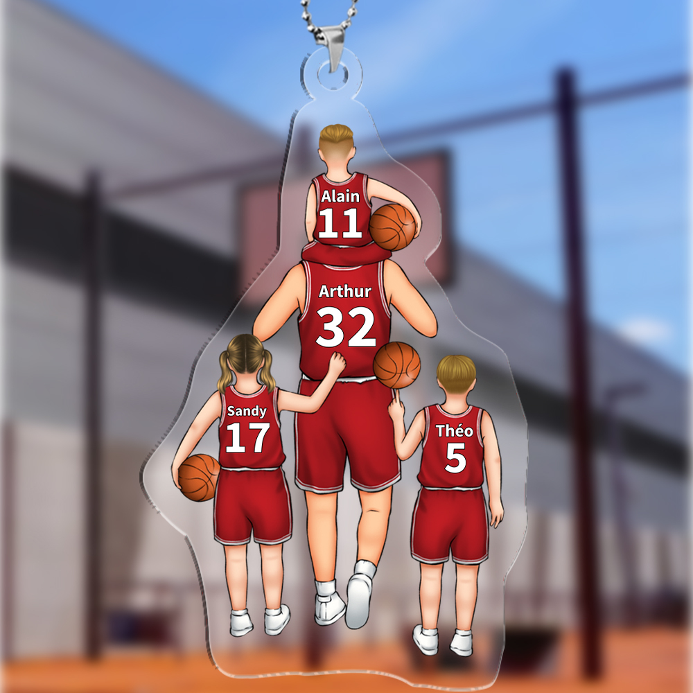 Ornements/Porte-Clés Acrylique Basket-Ball 2-5 Prénoms Personnalisés pour Famille | Jessemade