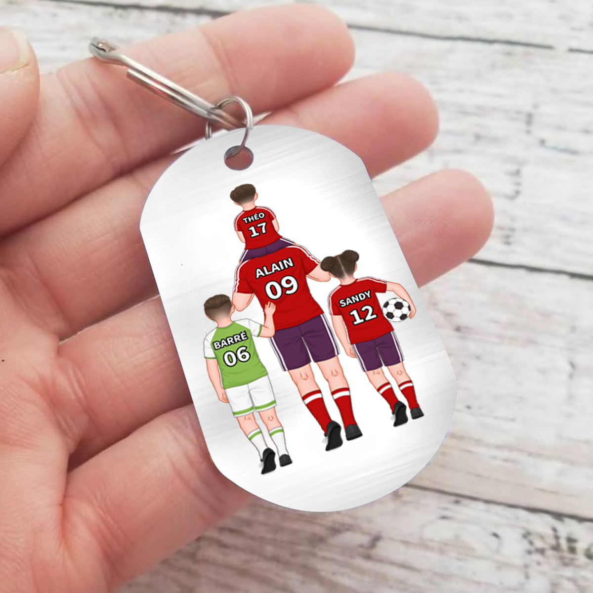 À mon Papa - Porte-Clés Famille du Football 2-4 Prénoms Personnalisés pour Famille | Jessemade