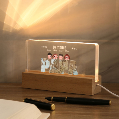 Lampe LED Personnalisée – Cadeau Émotionnel Mère-Fille avec Prénoms et Motifs Modifiables | Jessemade