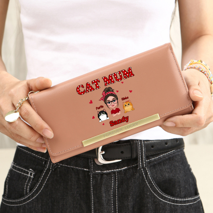 Portefeuille Personnalisé pour Maman de Chat avec 1-10 Prénoms Cadeau pour les amoureux des chats | Jessemade