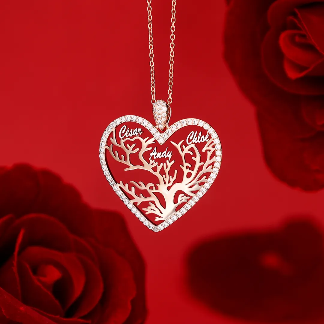 À ma Mamie - Collier Pendentif Arbre de vie Arbre généalogique 1-4 Prénoms