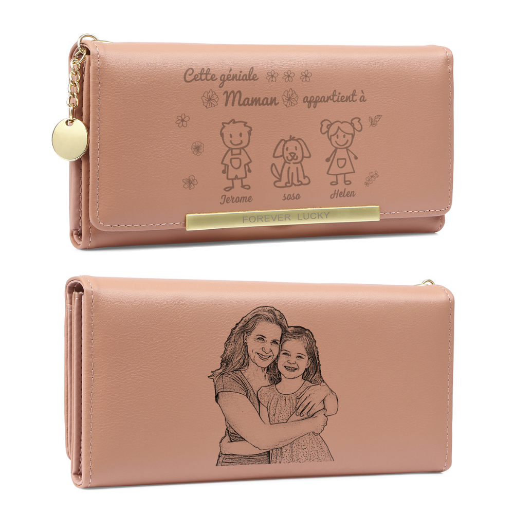 Portefeuille Femme Personnalisé – Cadeau Émotionnel pour Maman, Fête des Mères | Jessemade
