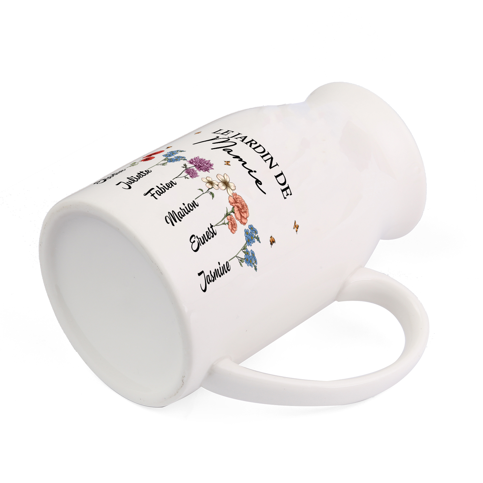 À Maman - Vase à Fleurs Personnalisé avec 5 Prénoms et 1 Texte la Main dans la Main Décoration de la Maison (sans plantes) | Jessemade