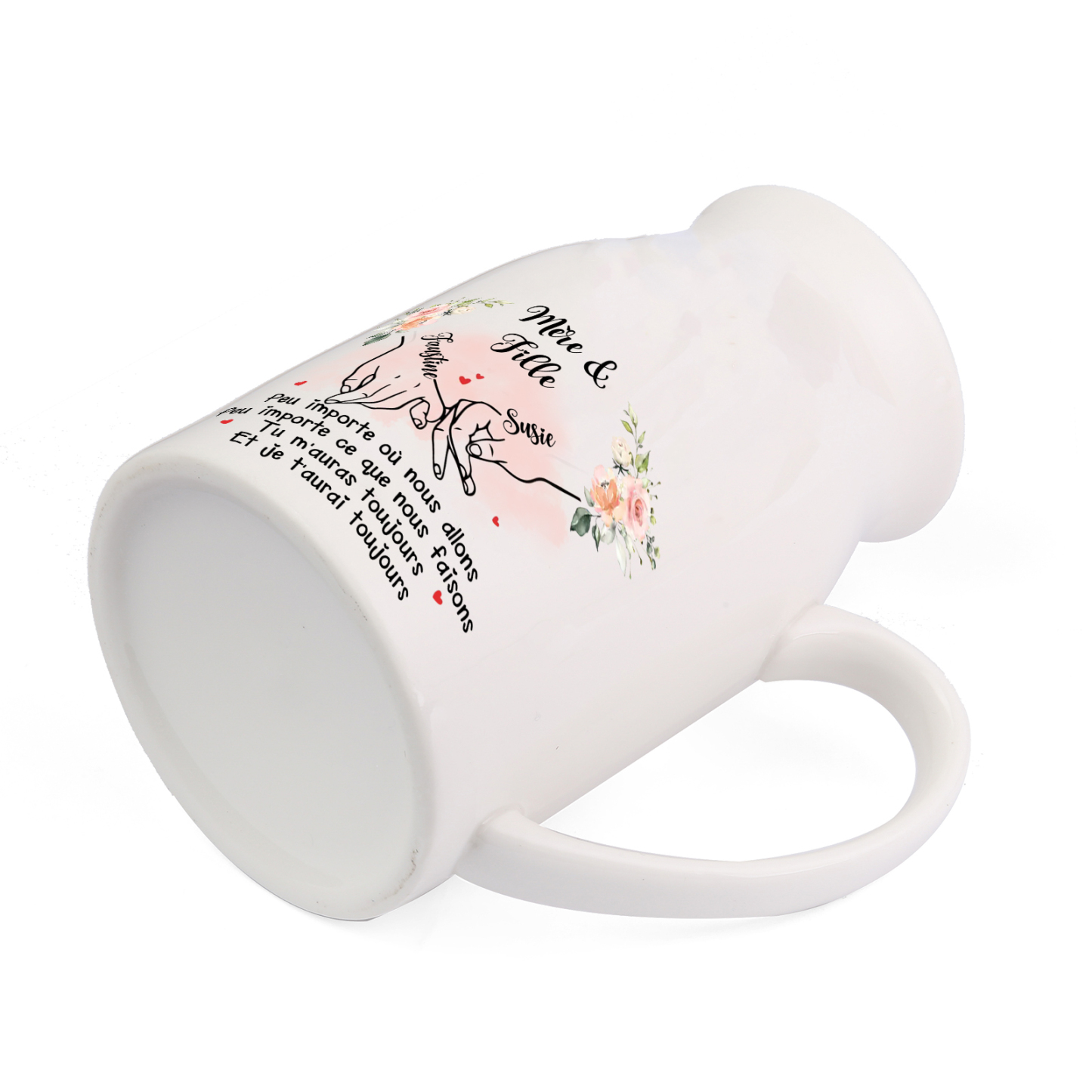 Vase personnalisé en céramique avec 1 à 6 prénoms et fleurs – Cadeau famille pour maman | Jessemade