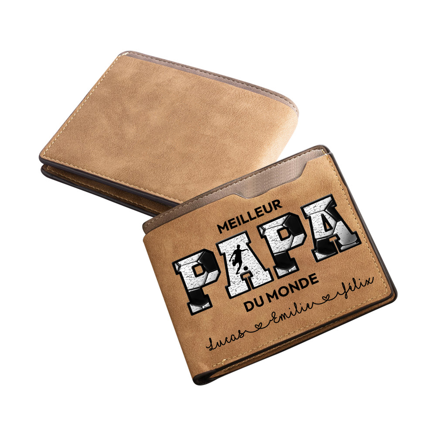 Portefeuille personnalisable avec photo et 1 à 10 prénoms - Cadeau pour Papa | Cadeau Fête des Pères | Jessemade