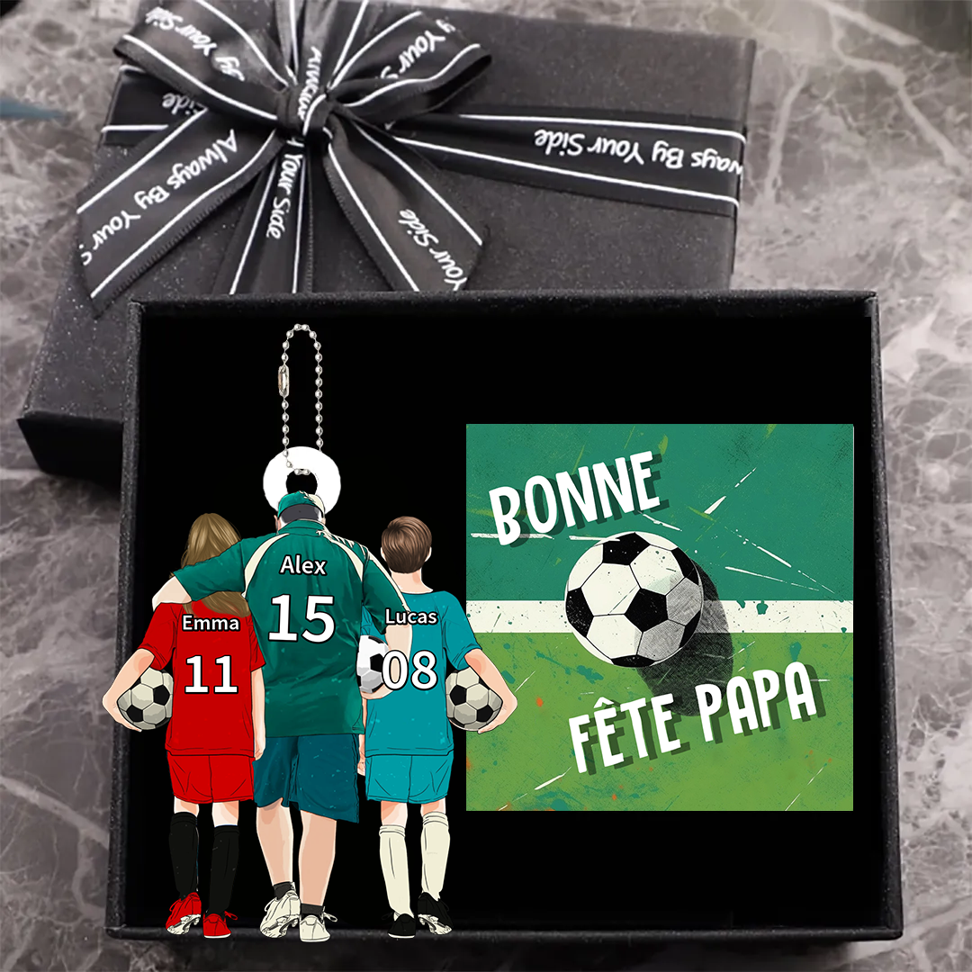 Porte-clés famille personnalisé football avec prénoms enfants | Jessemade