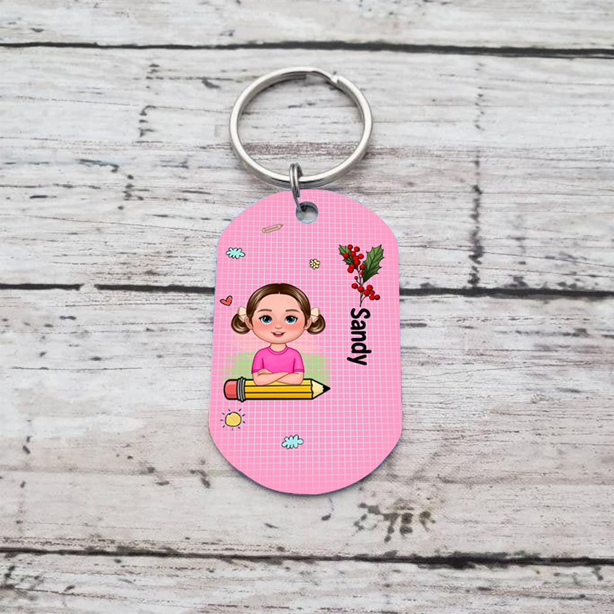 [Copy]À mon Papa-On a accroché le meilleur Papa Porte-Clés 4 Prénoms Personnalisés