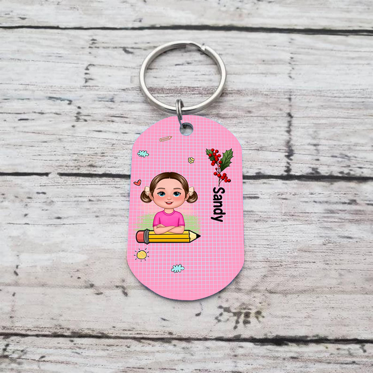 [Copy]À mon Papa-On a accroché le meilleur Papa Porte-Clés 4 Prénoms Personnalisés